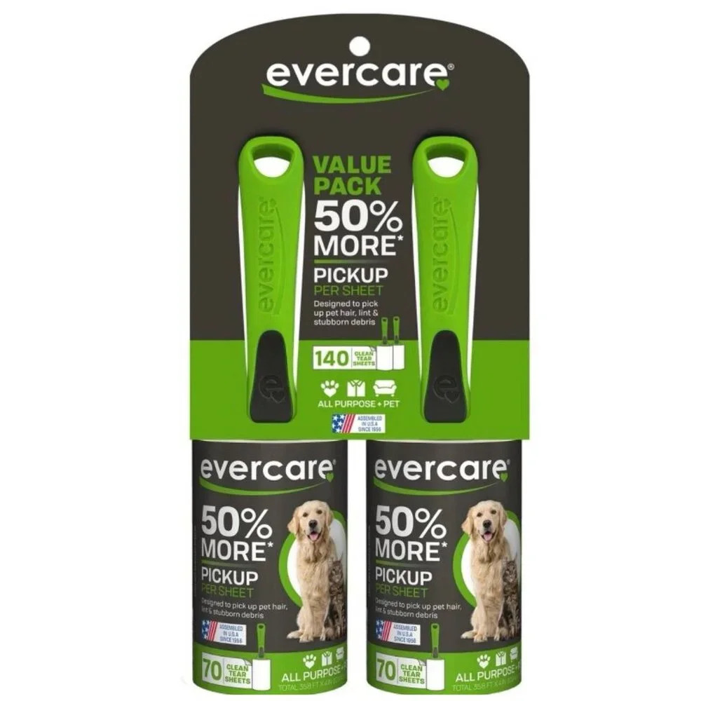NEW Evercare Pet Twin Pack Lint Roller - 140 Sheets